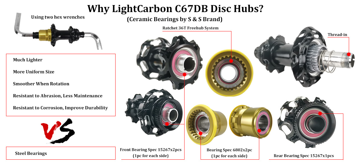 Estructura y rodamientos de bujes LightCarbon C67DB