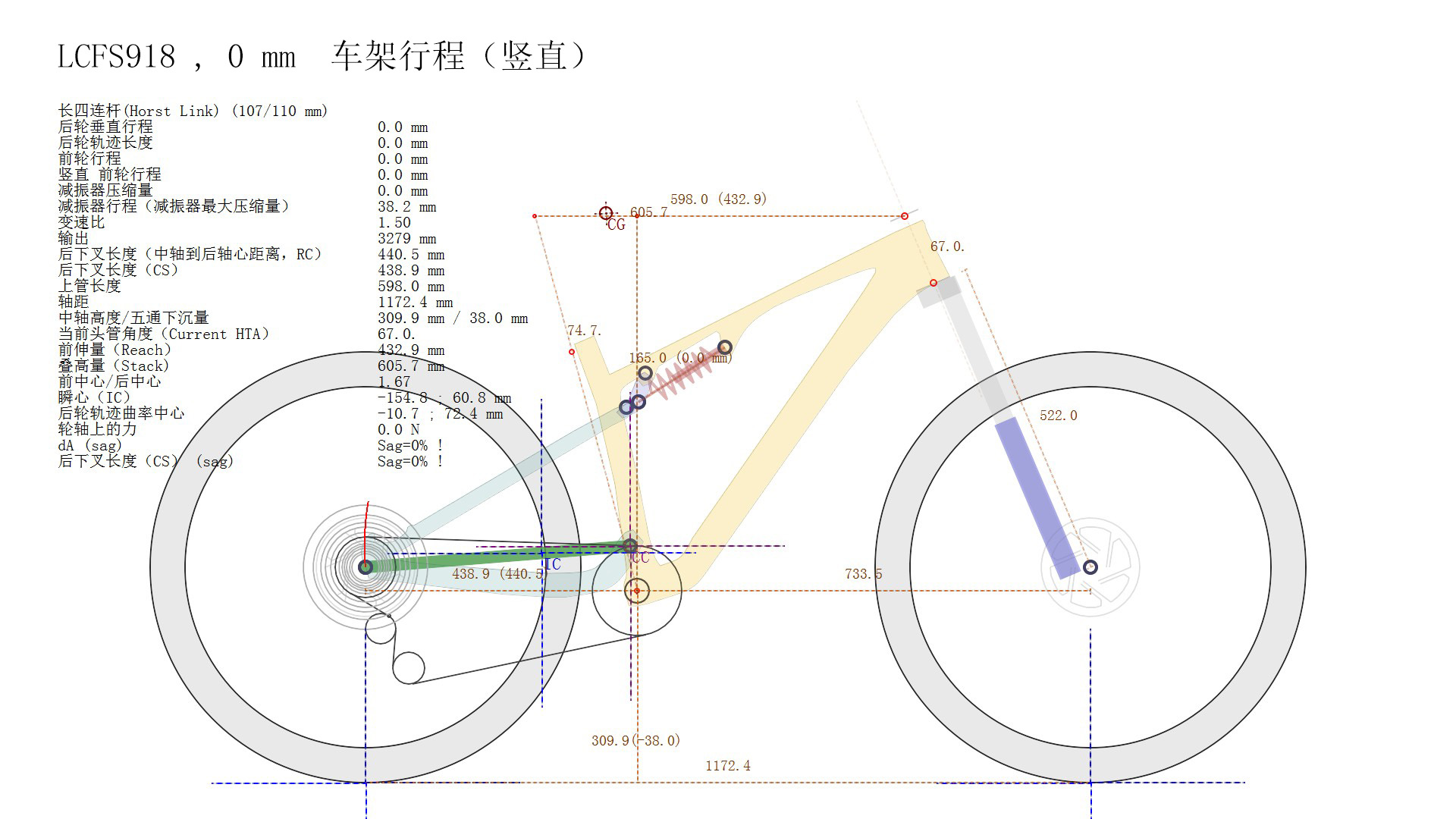 Simule los detalles de los datos del cuadro de bicicleta Travel XC de 0 ~ 110 mm