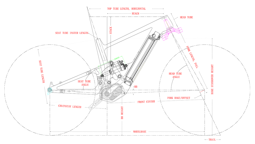 Cuadro de bicicleta eléctrica LightCarbon Geometría LCE971