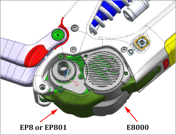 Cubierta del motor EP8 vs E8000 en marco LCES801