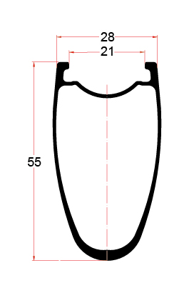 Dibujo de llanta de carbono BRD28-55C