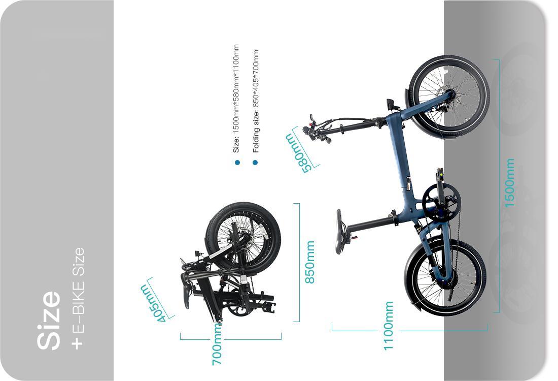 Tamaño de bicicleta eléctrica de carbono plegable LCE-XO