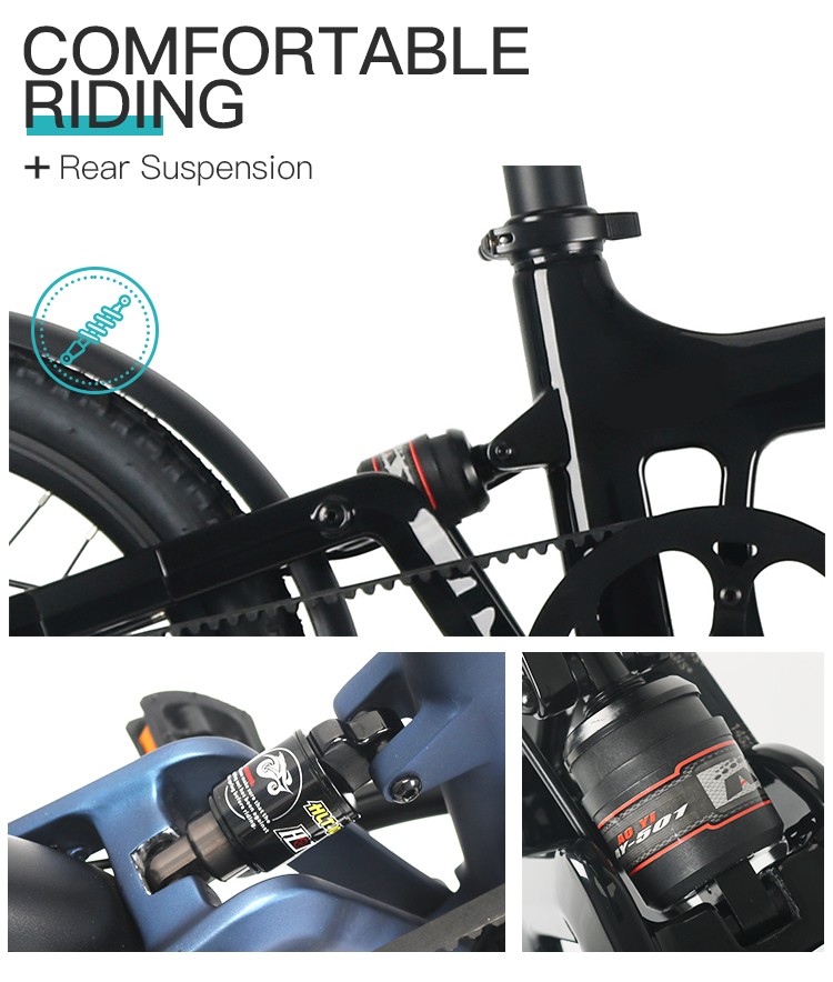 suspensión en bicicleta eléctrica de carbono plegable LCE-XO